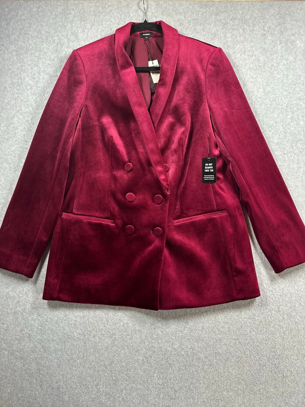 Express Blazer Women's Size Large Ruby Red Shawl Lapel Double-Breasted Casual